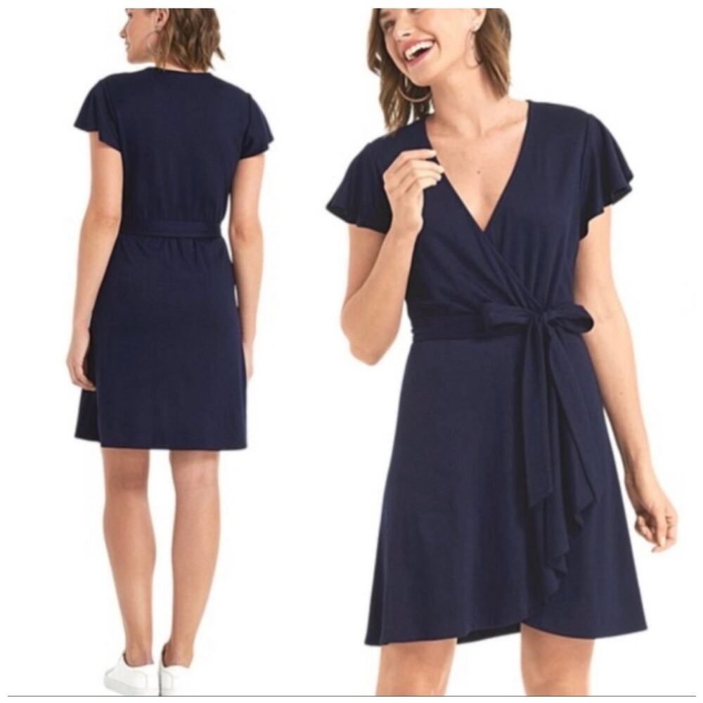 NWT Draper James Women's Tie-Front Fit & Flare Midi‎ Wrap Dress Blue Size 3X